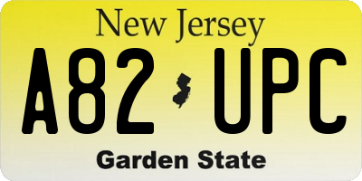 NJ license plate A82UPC