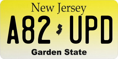NJ license plate A82UPD