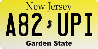 NJ license plate A82UPI