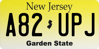 NJ license plate A82UPJ