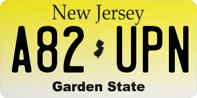 NJ license plate A82UPN