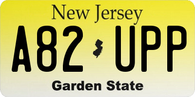 NJ license plate A82UPP