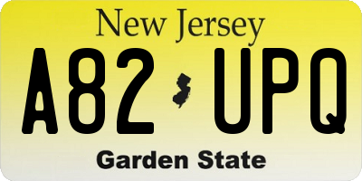 NJ license plate A82UPQ