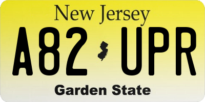 NJ license plate A82UPR