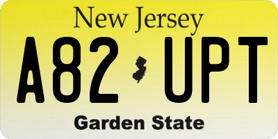 NJ license plate A82UPT