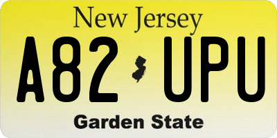 NJ license plate A82UPU