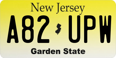 NJ license plate A82UPW