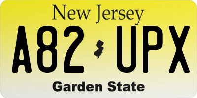 NJ license plate A82UPX