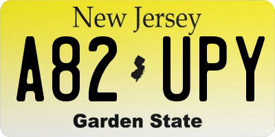 NJ license plate A82UPY