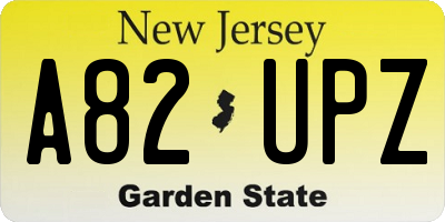 NJ license plate A82UPZ