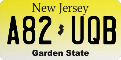 NJ license plate A82UQB