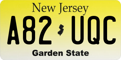 NJ license plate A82UQC