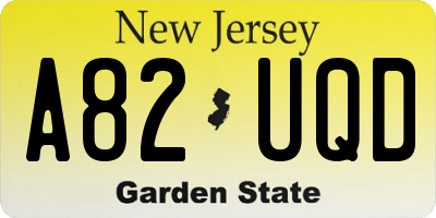 NJ license plate A82UQD