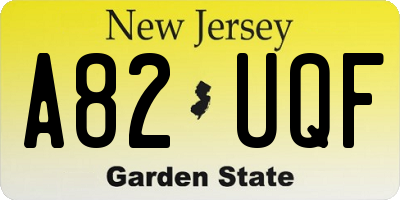 NJ license plate A82UQF