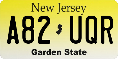 NJ license plate A82UQR