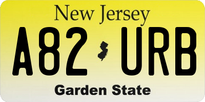 NJ license plate A82URB