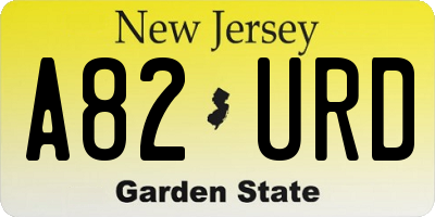 NJ license plate A82URD