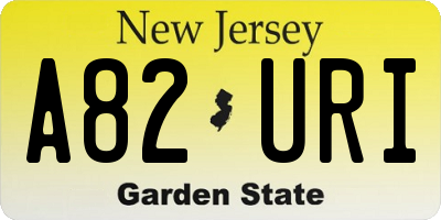 NJ license plate A82URI