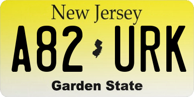 NJ license plate A82URK