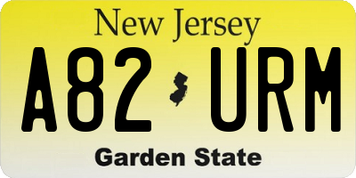 NJ license plate A82URM