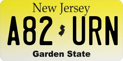 NJ license plate A82URN
