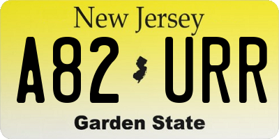 NJ license plate A82URR