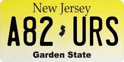 NJ license plate A82URS