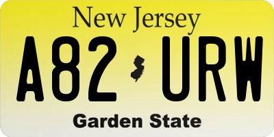 NJ license plate A82URW