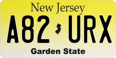 NJ license plate A82URX