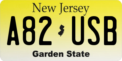 NJ license plate A82USB
