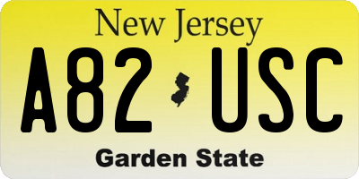 NJ license plate A82USC
