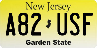 NJ license plate A82USF