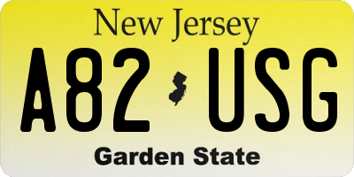 NJ license plate A82USG