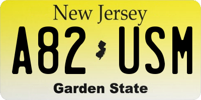 NJ license plate A82USM