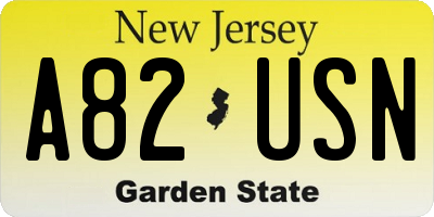 NJ license plate A82USN