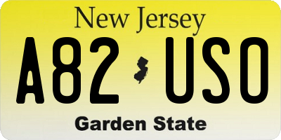 NJ license plate A82USO