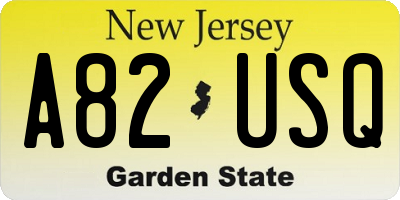 NJ license plate A82USQ