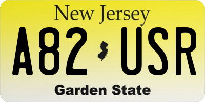 NJ license plate A82USR