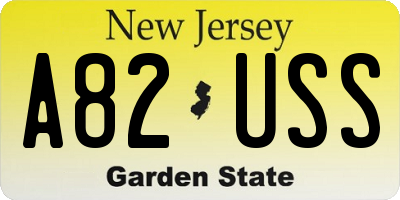 NJ license plate A82USS