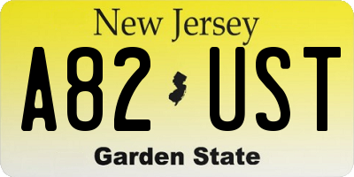 NJ license plate A82UST