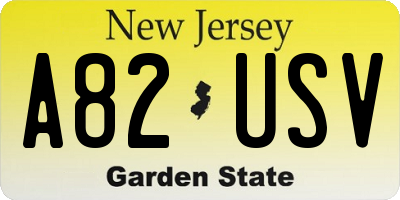 NJ license plate A82USV