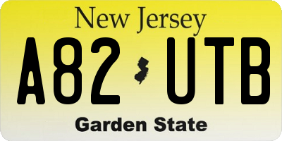 NJ license plate A82UTB