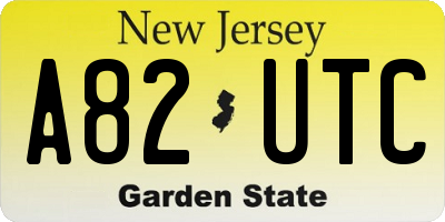 NJ license plate A82UTC