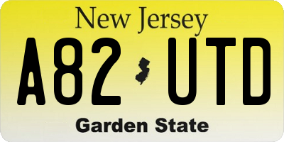 NJ license plate A82UTD