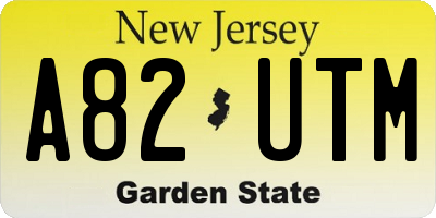NJ license plate A82UTM