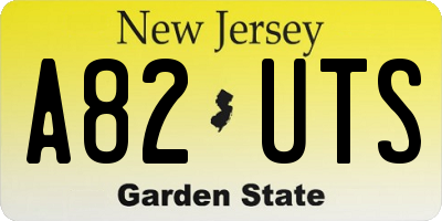 NJ license plate A82UTS