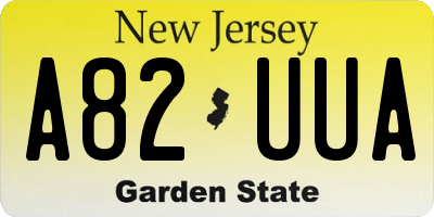 NJ license plate A82UUA