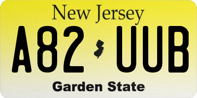 NJ license plate A82UUB
