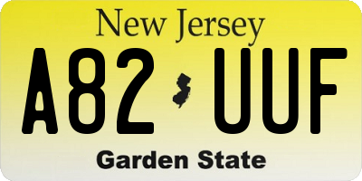 NJ license plate A82UUF