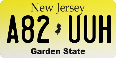 NJ license plate A82UUH
